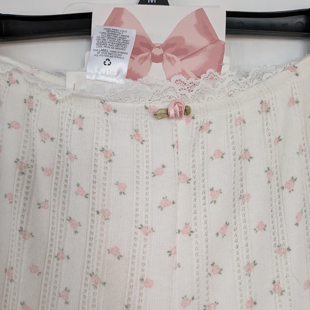 Pink Rose Floral Two-Piece Set with Scrunchie NWT - Picture 6 of 11